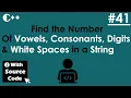 Find the Number of Vowels Consonants Digits White Spaces in a String In C