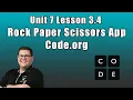 Code org Unit 7 Lesson 4 2 - Rock Paper Scissors App