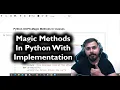 Advance Python Series-Magic Methods In Classes