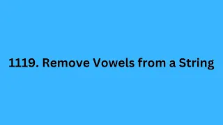 1119 Remove Vowels from a String LeetCode Using Python
