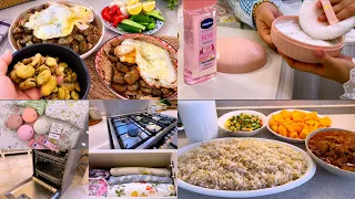 يومنا بالبيت 🥰 ريوك وطبخ ومشتريات بناتية وسوالف بنات ولمسة دلال💅