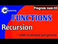 RECURSION IN FUNCTIONS WITH EXAMPLE PROGRAMS C PROGRAMS IN TELUGU