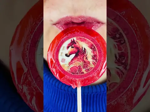 asmr STRAWBERRY HORSE  LOLLIPOP eating sounds mukbang food