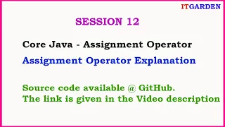 Core Java - Assignment Operator in Java