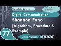1 Shannon Fano Encoding Algorithm Procedure Example Explained in Digital Communication