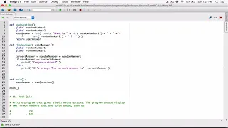 5 11 Part 2 Math Quiz - Python