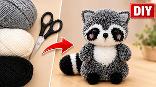 ✨ All the Secrets of Making Pom Pom Animals 🦝 DIY Raccoon Tutorial