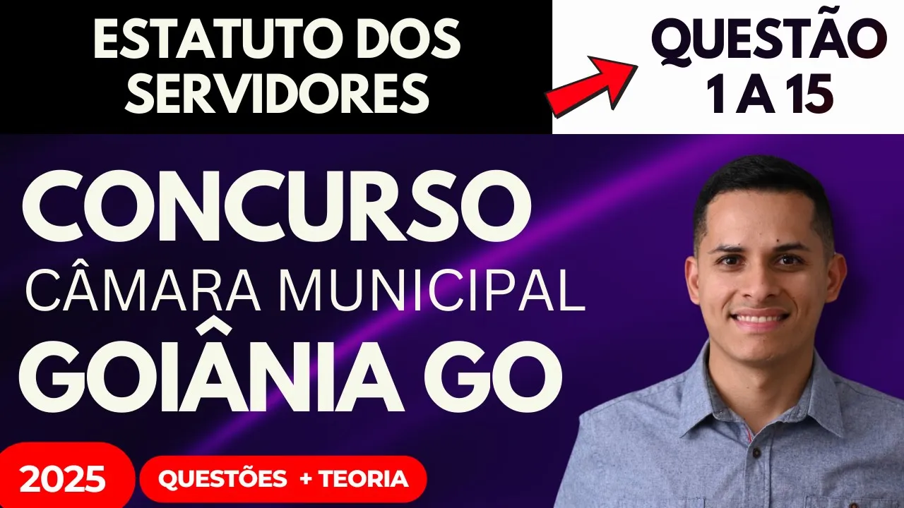 SIMULADO Questões de 1 a 15 Estatuto dos Servidores de Goiânia GO - Concurso Instituto Verbena 2026