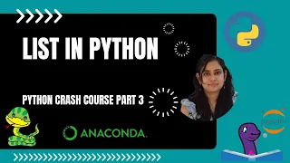 Python Crash Course 3 List in Python Sequence datatype Create List Nested list List operation