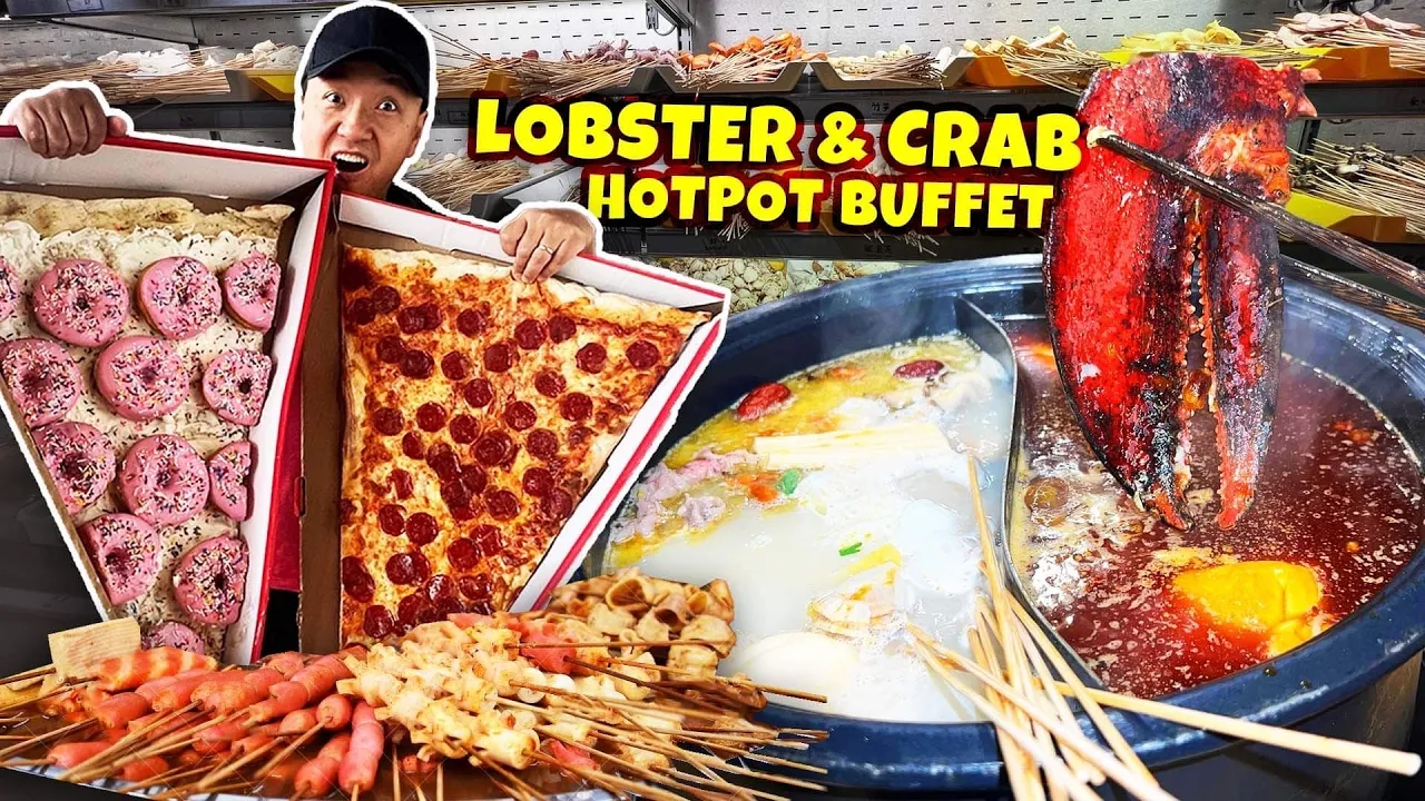 #1 BEST LOBSTER & CRAB Hotpot Buffet!  & GIANT DONUT PIZZA in Toronto 