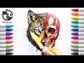 Wolf Skull Tattoo Coloring Dark Blackwork Tattoo Art Coloring Process