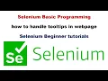 Tooltips in Selenium How to handle tooltips in selenium