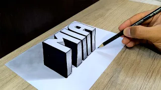 Dibujo 3D 🔥 Cómo Dibujar LETRAS en 3D Nombre MIA con Efecto de Profundidad