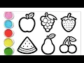 Fresh Nutritious Fruits Drawing Painting Coloring for Kids Toddlers Healthy Fruits