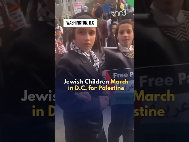 ⁣Jewish children holding hands and signs 