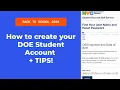 How to Create Your DOE Student Account from NYC DOE Website plus TIPS