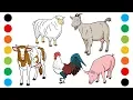 Farm Animals with Sounds Coloring Pages for Kids Digital Coloring