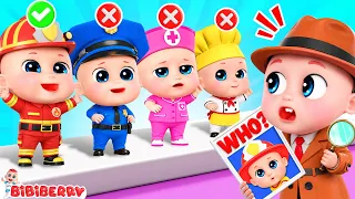 Real vs Fake FireFighter✨Five Little Babies | Baby Detective Song | Jobs and Occupations | Bibiberry