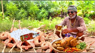 CHICKEN FRIED OMELETTE🔥ThugLife Man Cooks an Epic Chicken Egg Feast! Village Style Recipe #thuglife