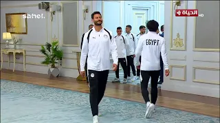 استقبال الرئيس عبد الفتاح السيسي للاعبي منتخب مصر في العلمين بعد المشاركة في كأس العالم دندنها