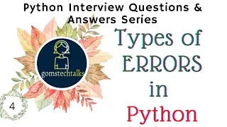 Types of Errors in Python Programming Handling Errors in python various types of Error in Python
