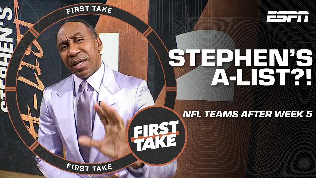 Stephen's A-List 👀 Ranking the top 5️⃣ NFL teams after Week 5 🏈 | First Take