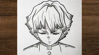 How to draw Zenistu from Demon Slayer / anime drawing / Easy drawing 