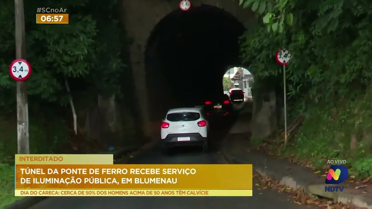 Trânsito no 'Túnel da Ponte de Ferro' é interditado entre às 9h e 11h nesta terça-feira, em Blumenau