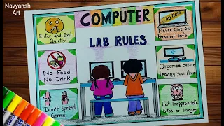 Computer Lab Rules chart drawing How to draw Computer Lab Rules easy and step by step for projects