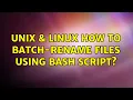 Unix Linux How to batch-rename files using bash script 2 Solutions