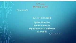 Random function in python important examples for class XII Board Examination day3
