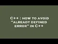 C how to avoid already defined error in C