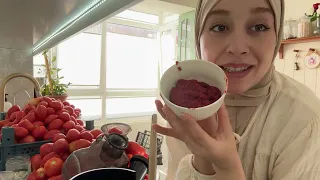 تجهيزات الشتاء 😍 ( أسهل طريقة تحضير معجون الطماطم)