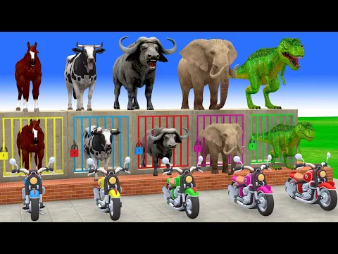 Video Thumbnail: Long Slide Game with Cow Elephant Gorilla Hippopotamus Tiger 3d Animal Game Funny 3d Animals