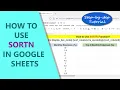 Google Sheets SORTN Function SORT Data Display Specific No of Rows Example Spreadsheet