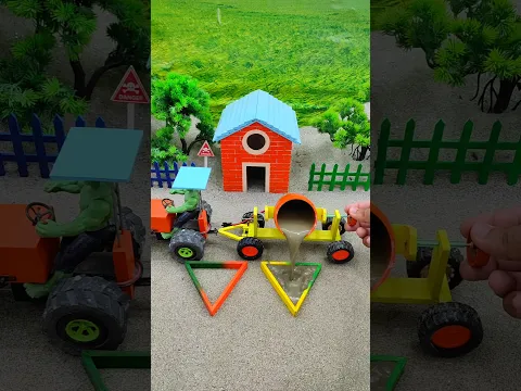 😱 Real Working Mini Tractor Making Cement Pillar | Amazing DIY Construction Machine 🚜 #shorts