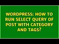 Wordpress How to run select query of post with category and tags 2 Solutions