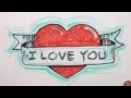 Download Lagu How to Draw Heart with Banner - I Iove You Drawing - MAT