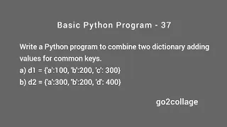 EP 37 Language Python Basic Program I go2collage