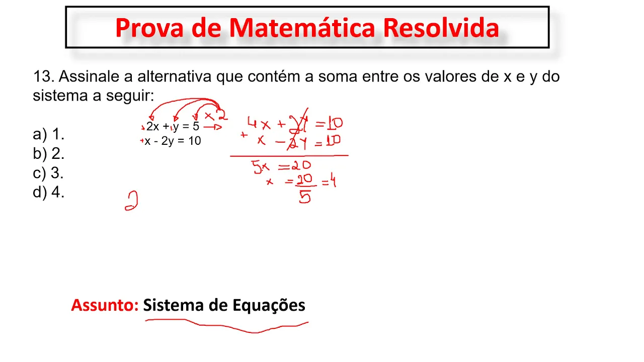 Sistema de Equações do 1° Grau Concurso Agente Comunitário de Saúde Prova de Matemática