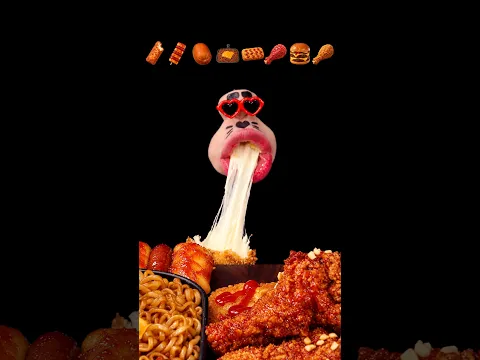 Giant Sausage & Cheese Black Bean Noodles Emoji Mukbang🌭🍜 대왕 소세지 치즈 짜파게티 이모지 먹방 #asmr #mukbang