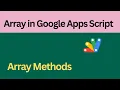 Array in Google Apps Script in Hindi Google Apps Script arrays