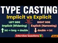 Implicit vs Explicit Type Casting in Java Real-Time Examples Interview Questions Hindi