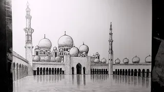 cara menggambar masjid sheikh zayed pakai pensil dan pena sheikh zayed mosque