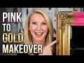 Before and After Spray Painting a Mirror Frame Gold