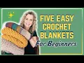 5 Crochet Blankets for Beginners Easy Patterns Free Tutorials