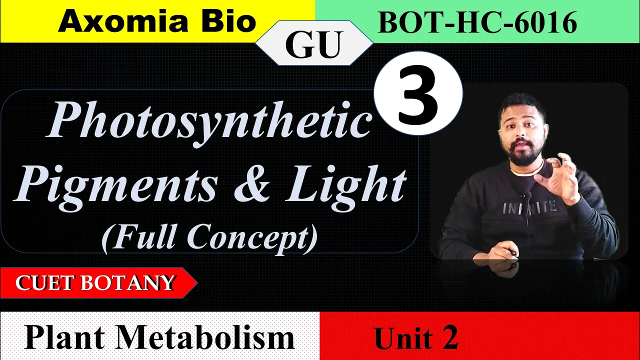 Photosynthetic pigments & Light Energy|Plant Metabolism| CUET Botany| Bsc botany|Assamese|Axomia Bio