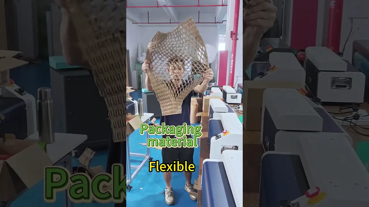 Our cardboard shredder processes leftover cardboard into fluffy packing material on‑site.