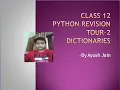 Class 12 CS Chapter-2 Python Revision Tour-II Dictionaries in Python