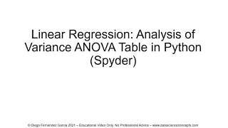 Linear Regression Analysis of Variance ANOVA Table in Python Spyder